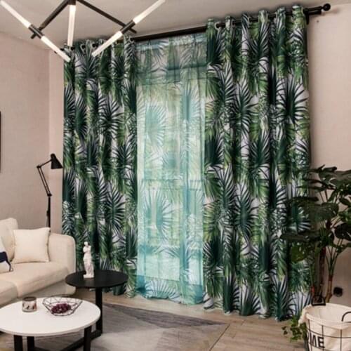 Nordic Curtains for Living Dining Room Bedroom Ins Wind Tropical Forest Palm Leaf Tree Curtains Finished Product Customization