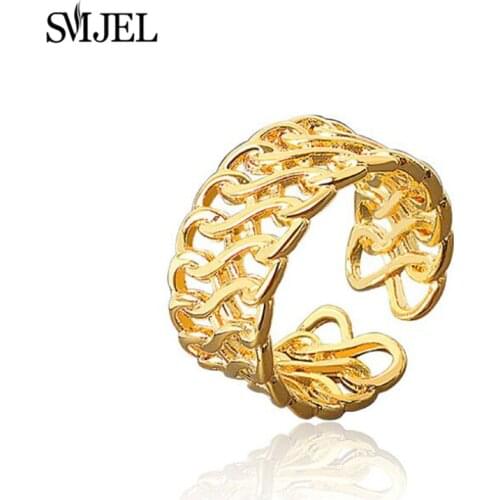 Hiphop Metal Geometry Circular Punk Rings Opening Index Finger Accessories Buckle Joint Tail Ring for Women Chuncky Jewelry