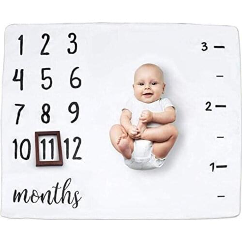 Milestone Blanket Photography Props Baby Monthly Growth Background Cartoon Pattern Towel Height Growth Memory Carpet