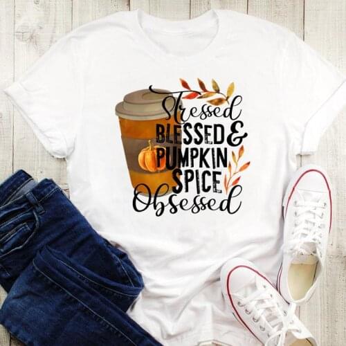 Female T-Shirt Fall Autumn Tees Trends Style 90s Cute Halloween Thanksgiving Happy Graphic Print Women Cartoon Tops Tshirt