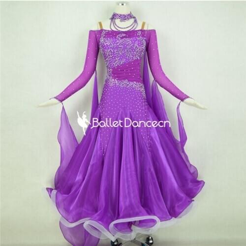 Women Standard Ballroom Dresses Girls Long Sleeve Lycra Stretchy Dancing Costume Adult Waltz Ballroom Competition Dance Dress