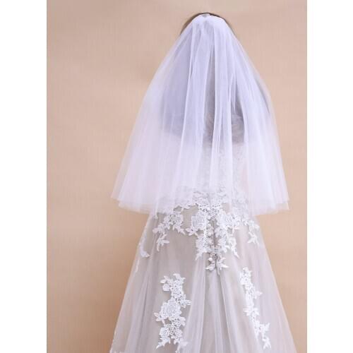 ZMV26 Elegant Bride Veil 60cm Simple Short White Ivory Bridal Wedding Veils Tulle Cut-Edge for Marriage Accessories Hot Sell