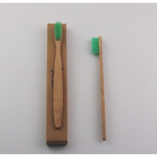 50 Pieces Green 100% Bamboo Made Toothbrush Wood toothbrush Novelty Bamboo soft-bristle Capitellum Bamboo Fibre Wooden Handle