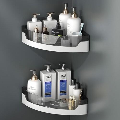 1Pc Fashion Wall-mounted ABS Kitchen Bathroom Corner Shelf Shampoo Cosmetic Triangular Storage Rack Home Supplies