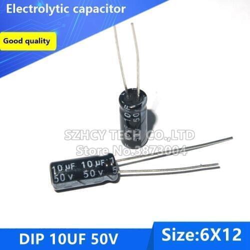 100pcs DIP 10UF 50V 6*12 Electrolytic capacitor