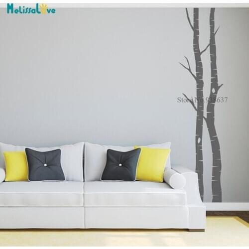 2 Slender Birch Tree Decal Living Room Nursery Decor Mural Wall Sticker Waterproof Removable Vinyl wallpaper BB588