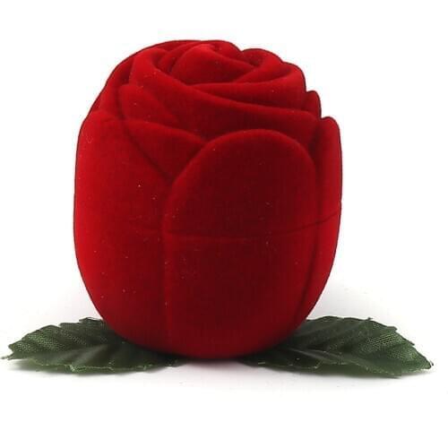 2PCs Rose shape Jewelry Box Case Storage Organizer Ring Earring Packing gift box for Valentines Day girls gift wrapping boxes