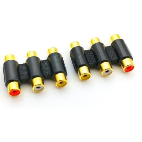 2 PCS plated 3 RCA AV Audio Video Female to Female Jack Coupler Adapter 3RCA