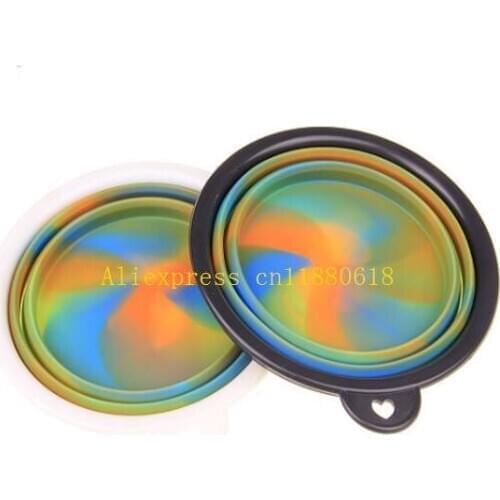 400pcs Free Shipping New Arrival Camouflage Pet Dog portable bowl Silicone Collapsible Travel Bowl Dish