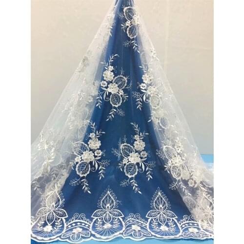 5 Yards/piece New White Lace African Lace Fabric Embroidered Dentelle Tulle Lace Guipure Design Wedding Party Dress