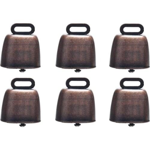 6PCS Pet Anti-Lost Red Copper Bell Cattle Horse Sheep Grazing Bell Dog Potty Training Doorbell