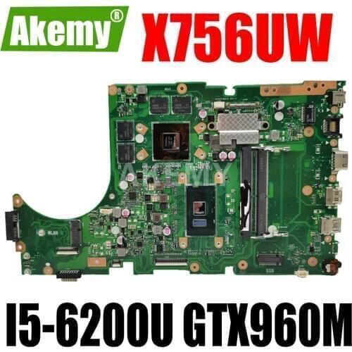 90NB0C40-R02000 Motherboard for ASUS X756UX X756UW X756UQ Mainboard I5-6200U GTX960M DDR3 DDR4 slot