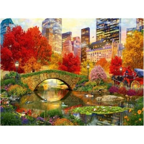 City park diamond painting full scenery bridge mosaic art picture embroidery cross stitch rhinestone picture puzzle wall decor