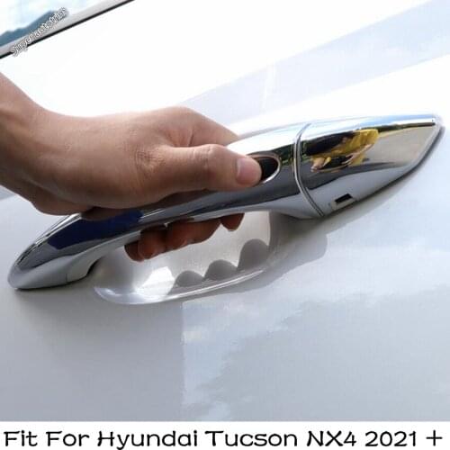Lapetus Car Door Handles for Exterior Doors Cover Trim ABS Fit For Hyundai Tucson NX4 2021 2022 Shiny / Carbon Fiber Accessories