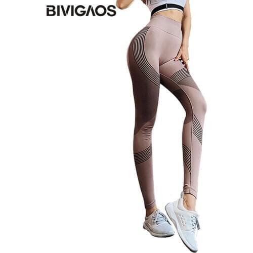 BIVIGAOS Peach Buttocks Sexy Leggings High Waist Push Up Fitness Leggings Stretch Thin Quick-drying Running Sports Leggings