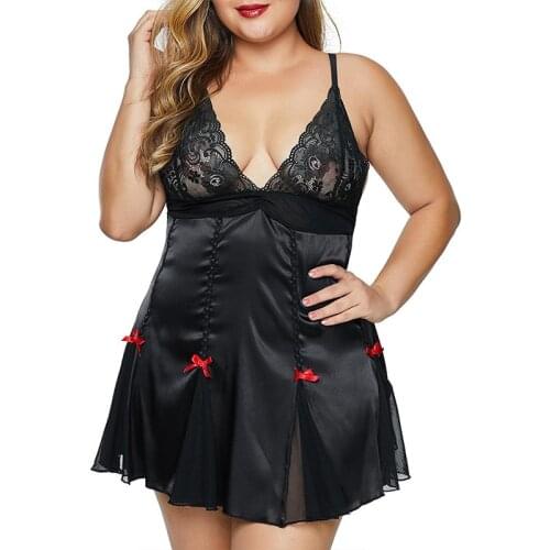 Large Sexy Lace Nightgowns Sleepwear Dress Women Sleeveless V-neck Nightwear Lingerie Casual Solid Nightdress Plus Size S-6XL