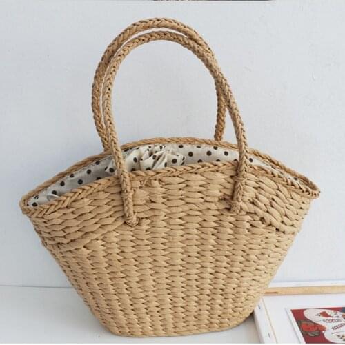 Designer Straw Women Shoulder Bag Wicker Woven Rattan Hand Bags for Women 2021 Summer Beach Tote Fashion Dot Big Baskets Purses