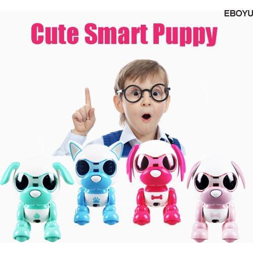EBOYU Cute Smart Dog UInteractive Smart Puppy Robot Dog With LED Eyes Sound Recording Sing Sleep Cute Gift Toy