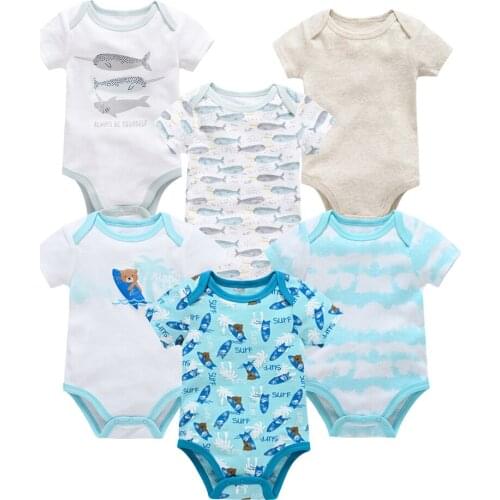 Kavkas 2021 Summer Newborn Baby Boys Clothes Striped Cotton Baby Girl Clothes 6pcs Cartoon Baby Clothing Jumpsuits Bodysuits