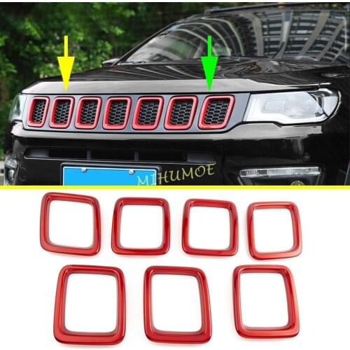 Red Front Air-Inlet Grill Grille Trims Cover For 2017-2021 Jeep Compass MP