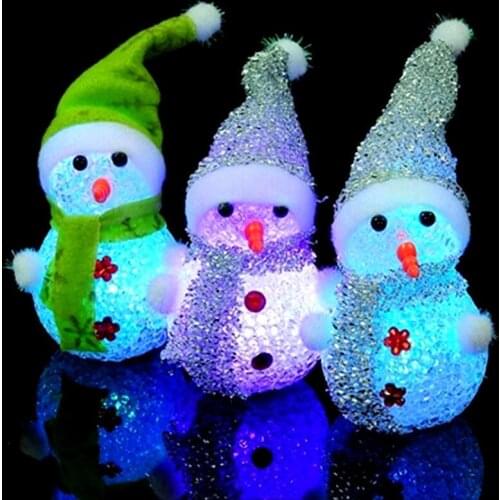 Colorful night light crystal hat snowman Christmas gift decorations stall supply led night light
