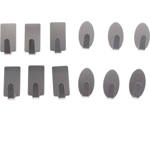 6pcs Adhesive Stainless Steel Towel Hooks Family Robe Hanging Hooks Hats Bag Family Robe Hats Bag Key Adhesive Wall Hanger