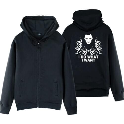 Man Boy Coat Full Zip Hoodie Fleece Hooded Jacket Loki I Do What I Want Serpent Autumn Winter Couple Clothes ZIIART
