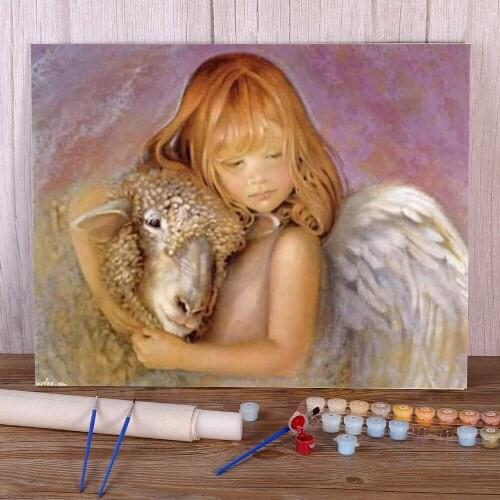 Angel Kids DIY Painting By Numbers Package Acrylic Paints 40*50 Painting On Canvas Handmade Crafts For Adults Wall Handiwork