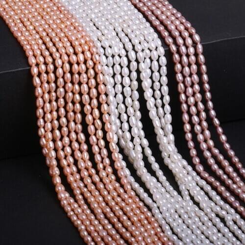 Natural Freshwater Pearl Beads White Pink Loose Beads for Charm Jewelry Accessories DIY Making Bracelet Necklace 3.5-4mm