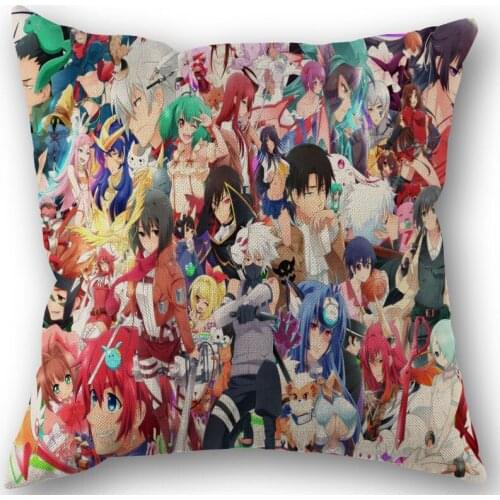 Anime Gintama Pillowcase Cotton Linen Fabric Square Zippered Pillow Cover For Office Family Decoration 45X45cm Eco-Friendly