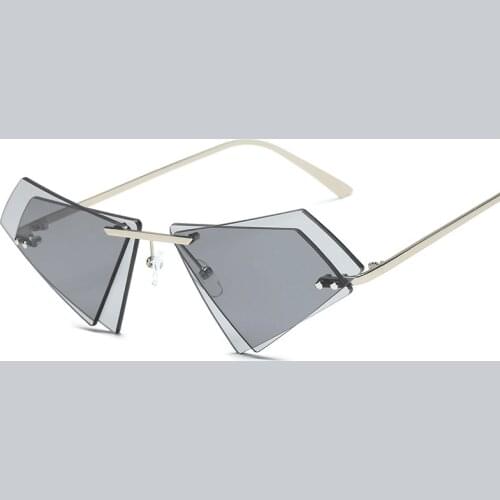2020 Personality Frameless Triangle Glasses Irregular Double Lens Couple Sunglasses Vintage Eyewear Fashion Travel UV400 Oculos