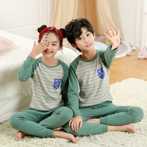 Boys Girls Sleepwear Teenager Clothes Girl Autumn Nightwear Cotton Children Homewear Pajamas for Kids Pyjamas 4 6 9 8 10 12Years