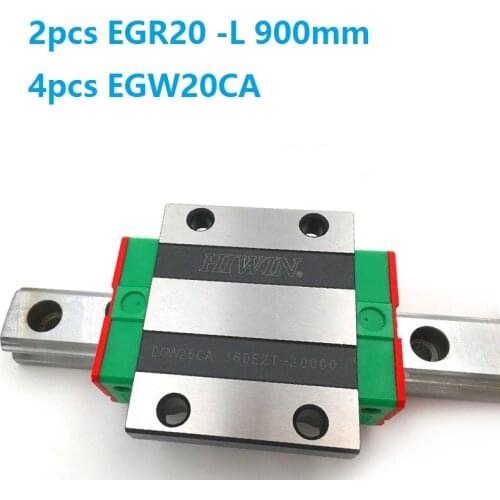 2pcs origial Hiwin rail EGR20 -L 900mm linear guide + 4pcs EGW20CA flanged carriage blocks for CNC router