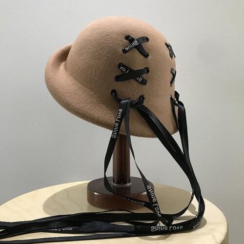 Autumn Winter Letter Ribbon Wool Berets Caps for Women British Vintage Hip Hop Painter Hat Girls Outdoor Street Travel Beret