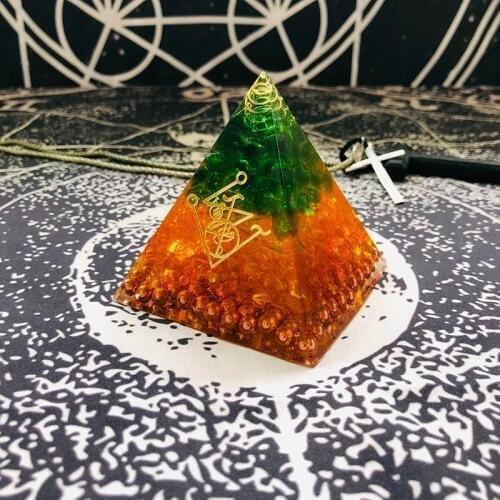 Orgonite Pyramid Gabriel Maripura Chakra Natural Citrine Green Crystal Eliminates Life Negative Energy Resin Crafts