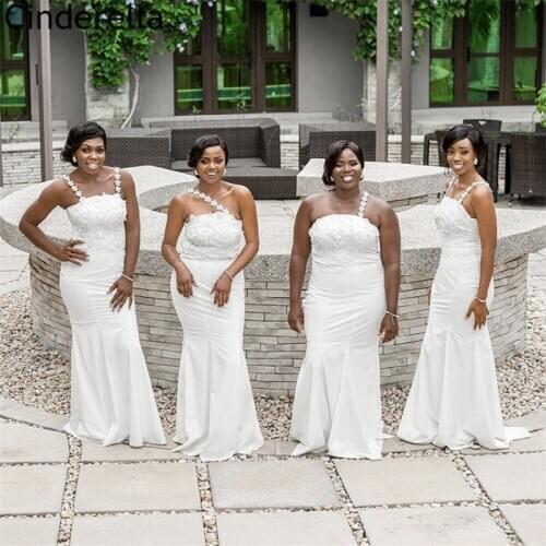 Bridesmaid Dresses Sleeveless Spandex Satin Mermaid Lace Applique Bridesmaid Dresses With Zipper Back Wedding Party Dresses