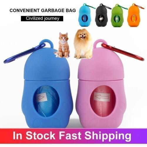 Useful Pet Dog Poop Bag Dispenser Waste Garbage Bags Carrier With 1 Roll Cat Dog Waste Poop Bag For Dogs Pets Clean Accessories