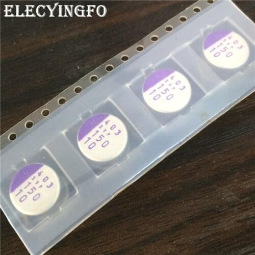 50pcs 150uF 10V150UF SANYO OS-CON SVP 10x7.9mm Low ESR 10V150uF 10SVP150M SMD Polymer Solid Electrolytic Capacitor