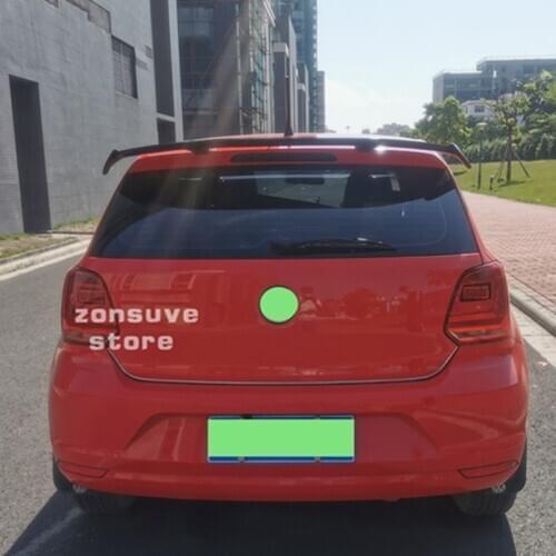 Use For Volkswagen Polo Spoiler 2011--2018 Year Glossy Carbon Fiber/FRP Rear Roof Wing Sport Body Kit Accessories