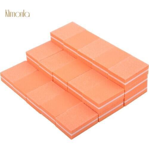 Professional Nail File 100/180 Grit 100Pcs/Lot Orange Double Sided Sandpaper UV Gel Block Square Sponge Nail Buffer Care Tools