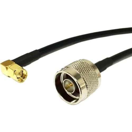 RF coaxial cable RG58 N type male to SMA male right angle 90-degree pigtail adpater for WIFI antenna