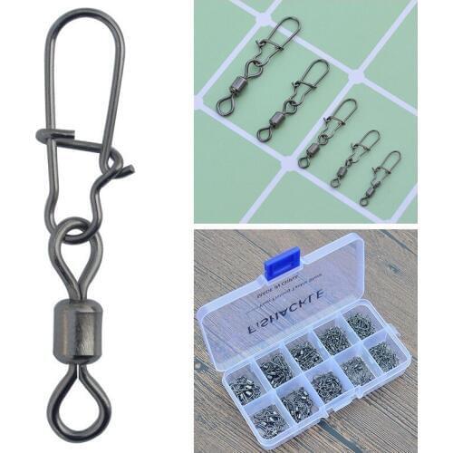 Fishing Swivel with Snap 150pcs/set Rolling Fishing Swivel with Nice Snap Stainless Steel Fishing Clips Connector Accessories