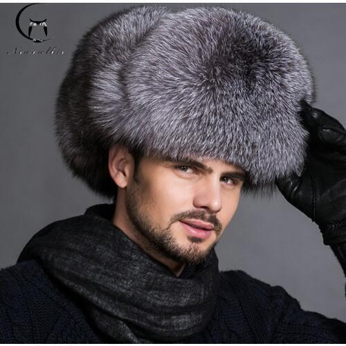Hot high-end luxury fur hat Mens fox fur hat Lei Feng cap ear cap fur necessary hat Real fur hat 100% Sheepskin top fox hat