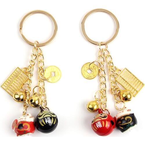 Trational Fortune Cat Damo Omamori Wealth Bag Pendant Good-luck Keyrings Keychain Charm Nice Present Gift J08