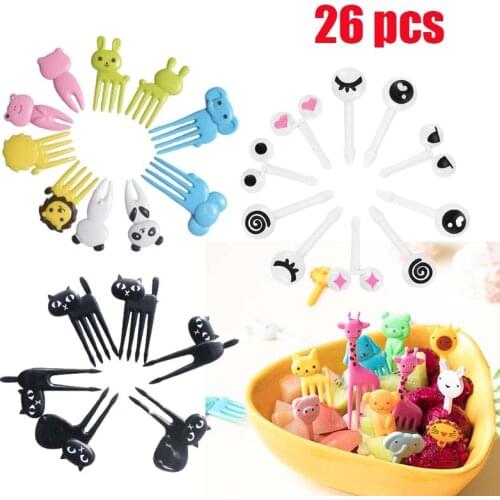 26 Animal Farm Fruit Fork Random Color Mini Cartoon Children Fruit Decor Stick Fruit Pick Toothpick Bento Lunche Party Decor