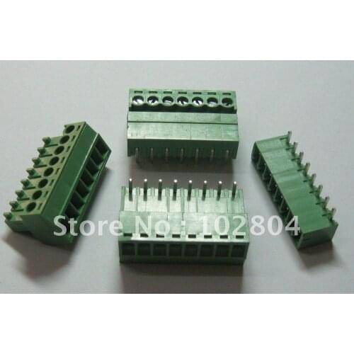 200 pcs Screw Terminal Block Connector Pitch 3.81mm Angle 8 pin/way Green Color Pluggable Type with angle pin