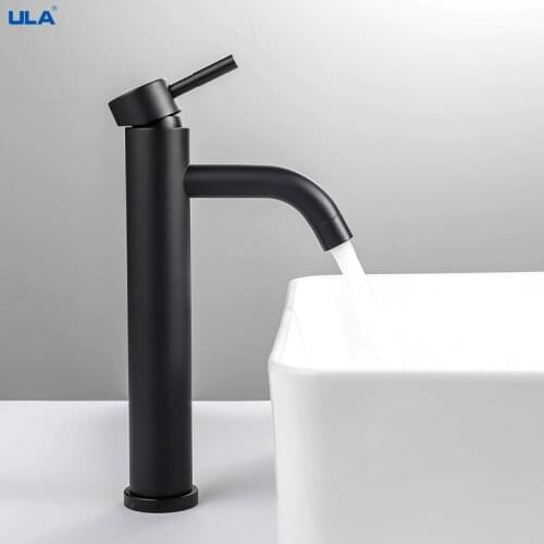 ULA Tall Basin Sink Faucet Bathroom Deck Mounted Hot Cold Water Basin Mixer Taps Single Handle Sink Tap Crane