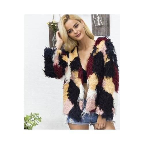 Top brand Pattern Faux Personality Fur Short Coat MT0922 high quality