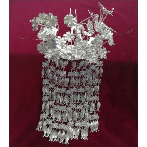 Miao silver headdress Hair accessories for women Dance Hmong Wedding Hairpin