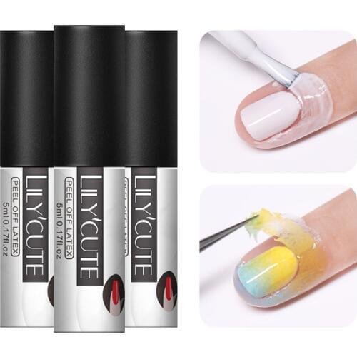 LILYCUTE 5ml Cold-resistant Peel Off Liquid Tape White Nail Art Nail Gel Odor-free Nail Edge Skin Care Protector For Nail Art